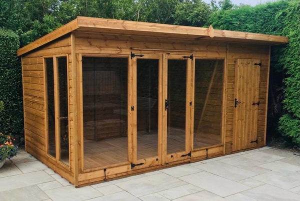 Contemporary Summerhouse with Side Shed ( Contemporary Combi)