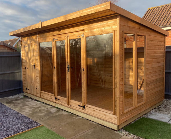 Contemporary Summerhouse with Side Shed ( Contemporary Combi)