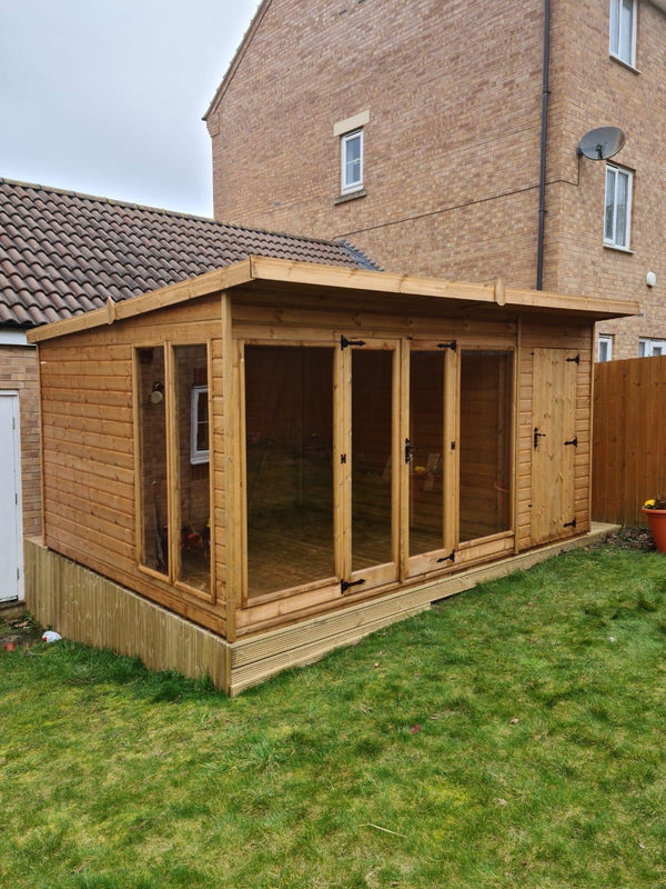 Contemporary Summerhouse with Side Shed ( Contemporary Combi)