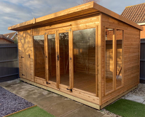 Contemporary Summerhouse with Side Shed ( Contemporary Combi)