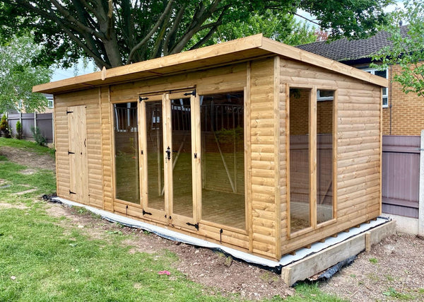 Contemporary Summerhouse with Side Shed ( Contemporary Combi)