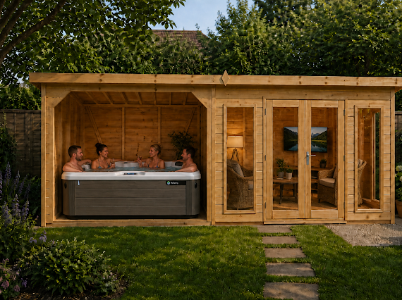 Brighton Contemporary Summerhouse with Outdoor Hot Tub Spa Area