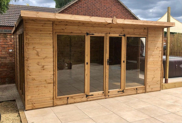 Contemporary Summerhouse with Side Shed ( Contemporary Combi)