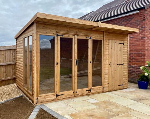 Contemporary Summerhouse with Side Shed ( Contemporary Combi)