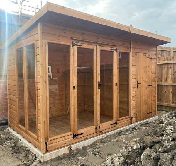 Contemporary Summerhouse with Side Shed ( Contemporary Combi)