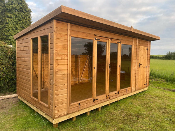 Contemporary Summerhouse with Side Shed ( Contemporary Combi)