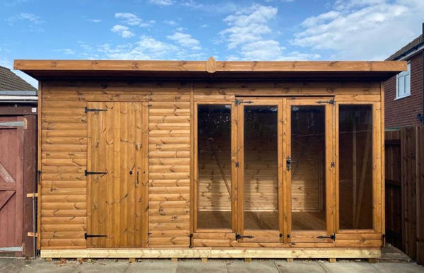 Contemporary Summerhouse with Side Shed ( Contemporary Combi)