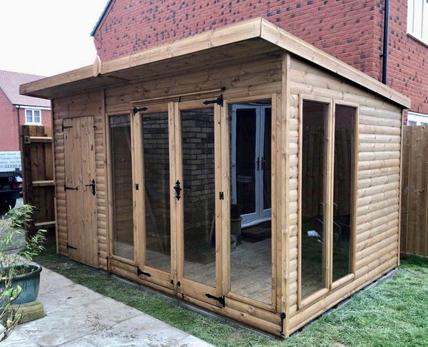 Contemporary Summerhouse with Side Shed ( Contemporary Combi)