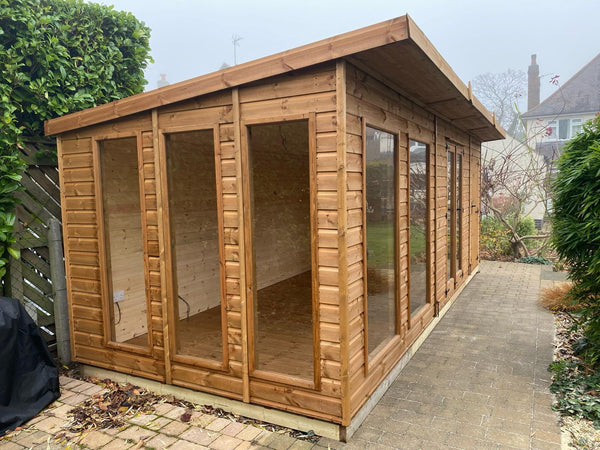 Contemporary Summerhouse with Side Shed ( Contemporary Combi)