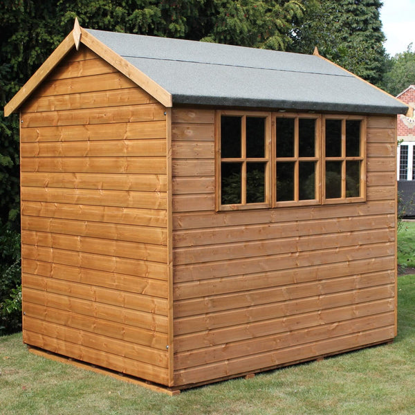 heavy duty apex garden shed corner view