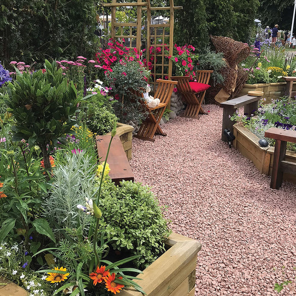 Red Granite 20mm gravel garden design