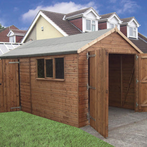 Timber garage shed close up with an Apex roof