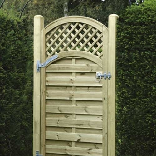 wood trellis with gate Arched Trellis Lattice Top Gate -180cm x 90cm