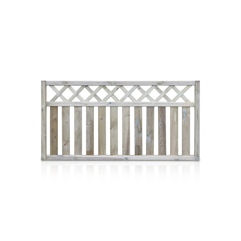 Exton Cross Top Fence Panel 1.8m x 0.9m - Green Pressure treated